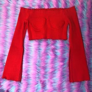 off shoulder sweater knit crop top